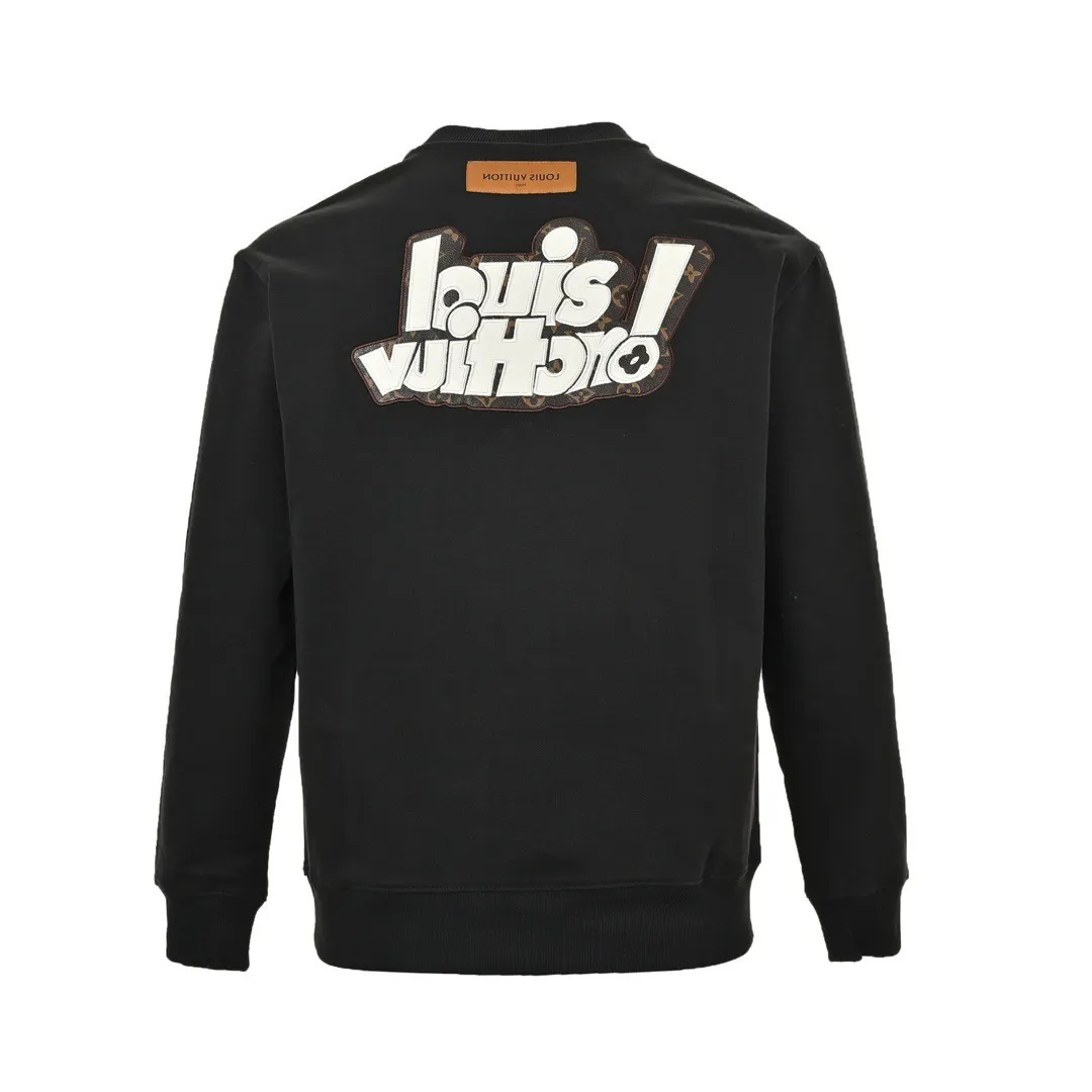 Louis Vuitton/Louis Vuitton 24Fw leather label letter embroidered round neck sweatshirt